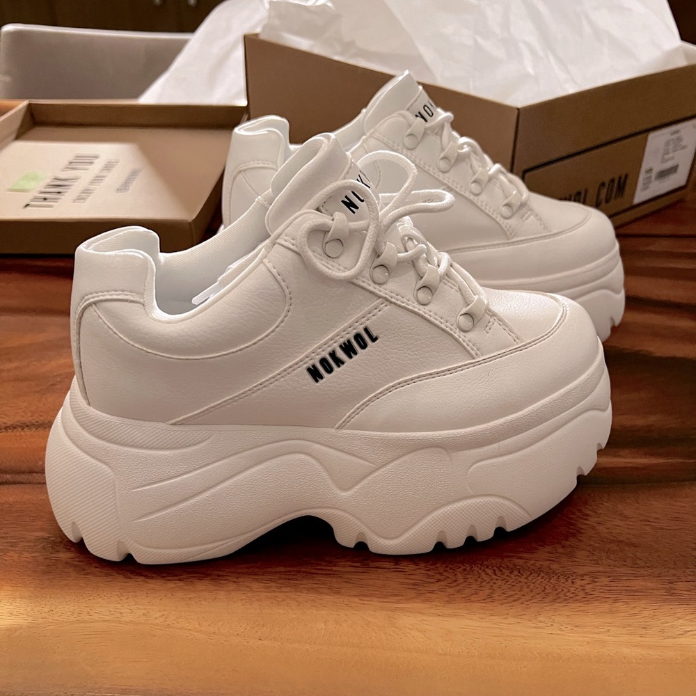 Nokwol Scripter White Platform Sneakers BRAND NEW Naked Wolfe’s sister brand